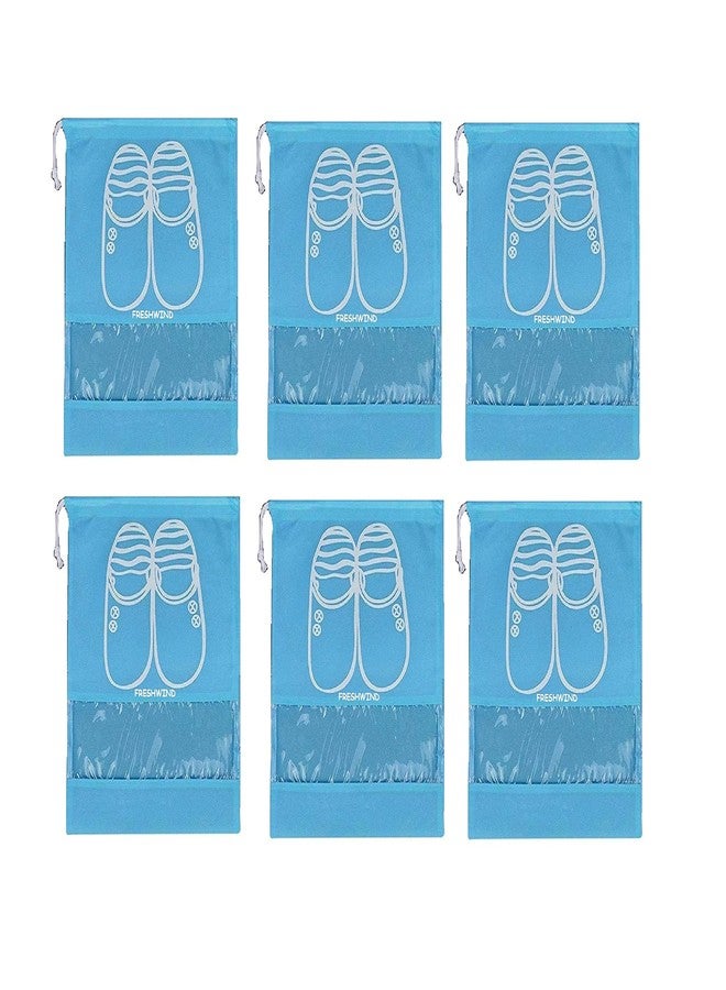Freshwind Portable Travel Shoe Bags Shoe Organizer Space Saving Storage Bags Size - 12x16 inches - See Blue (Pack of 6) - Image 1